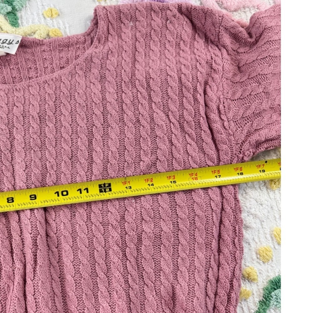 Peggy's vtg Pink Cable Knit Short Sleeve Sweater Top Size S - Picture 5 of 8